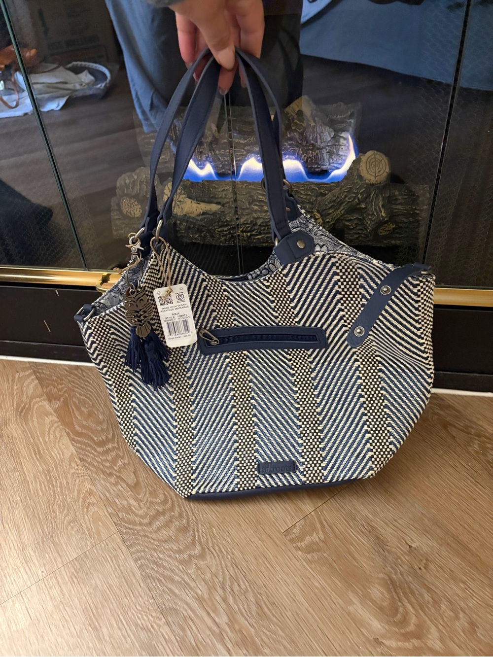 Sakroots blue and white stripes shopper